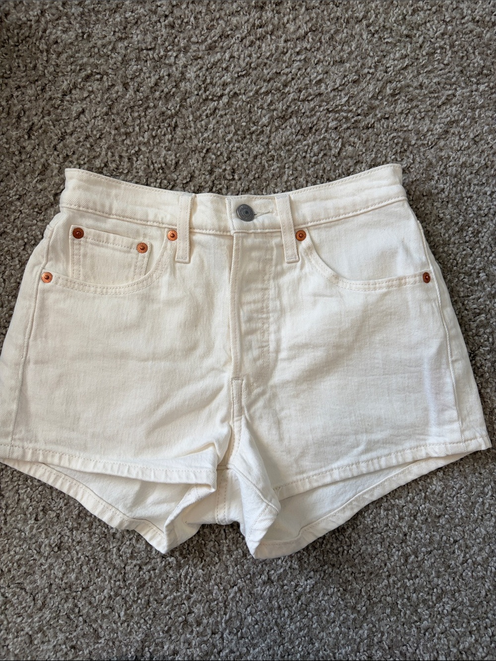 Levi's Off-White Denim 501 Shorts
